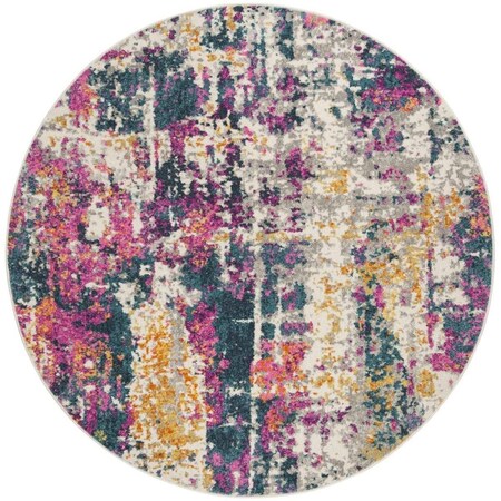 Safavieh 6 ft.-7 in. x 6 ft.-7 in. Madison Power Loomed Round Area Rug; Ivory & Blue MAD143B-7R
